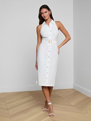 Lisette Midi Dress in White | L'AGENCE Lisette Midi Dress in White | L'AGENCE
