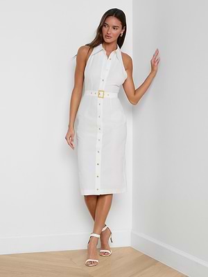 L'AGENCE Lisette Midi Dress In White L'AGENCE Lisette Midi Dress In White