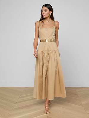 L'AGENCE Rima Maxi Dress In Macadamia Brown L'AGENCE Rima Maxi Dress In Macadamia Brown