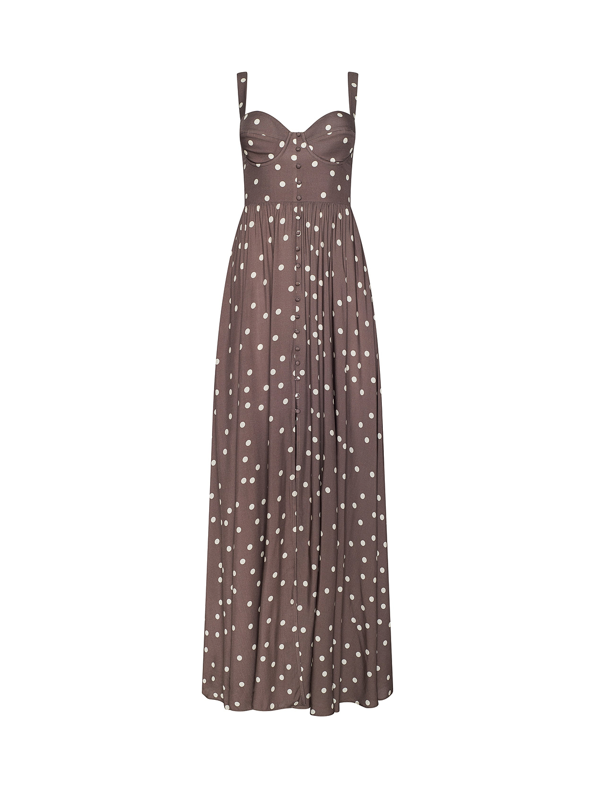 Rosette Maxi Dress in Cardamom/Ecru Polka Dot | L'AGENCE