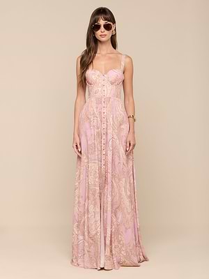 L'Agence Rosette Maxi Dress In Mauve/Multi Traditional Paisley L'Agence Rosette Maxi Dress In Mauve/Multi Traditional Paisley