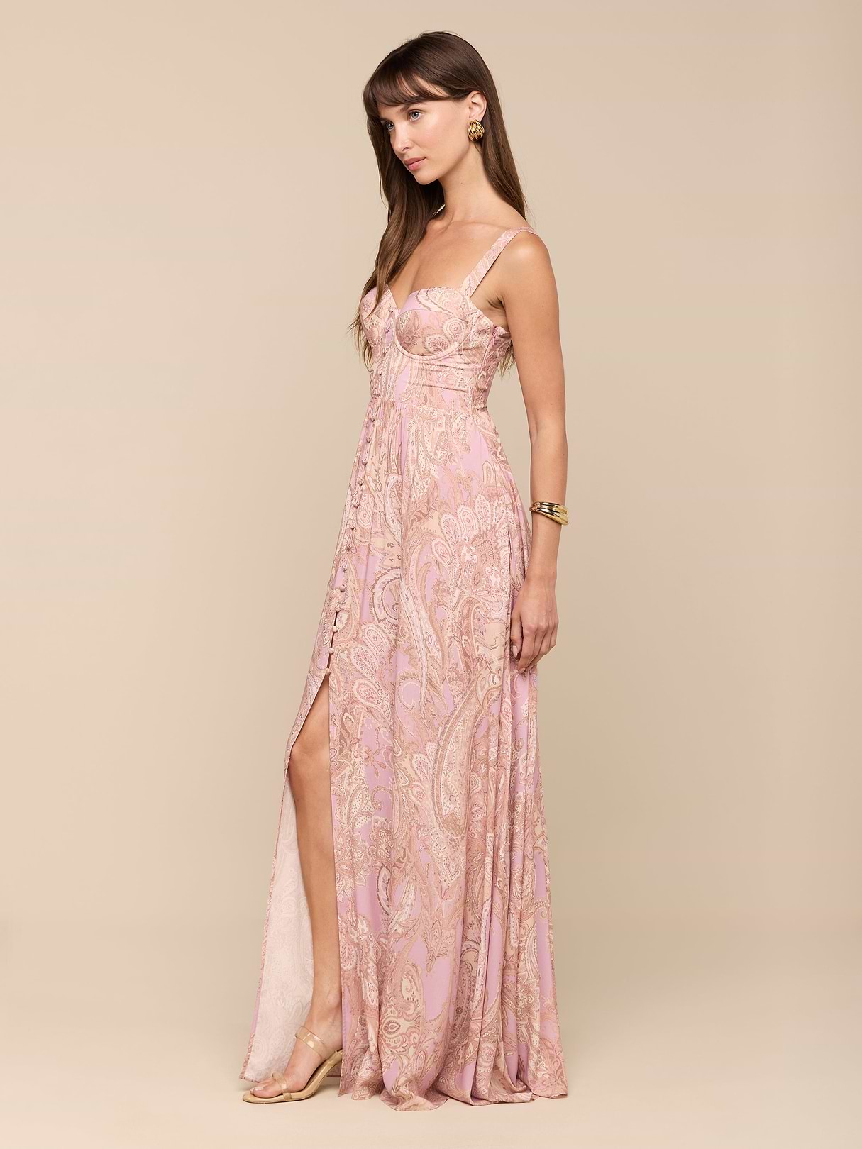 Rosette Maxi Dress in Mauve/Multi Traditional Paisley | L'AGENCE
