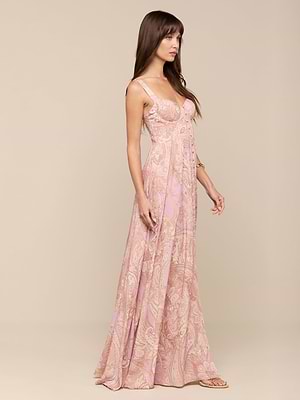 L'agence Rosette Maxi Dress In Mauve/Multi Traditional Paisley L'agence Rosette Maxi Dress In Mauve/Multi Traditional Paisley