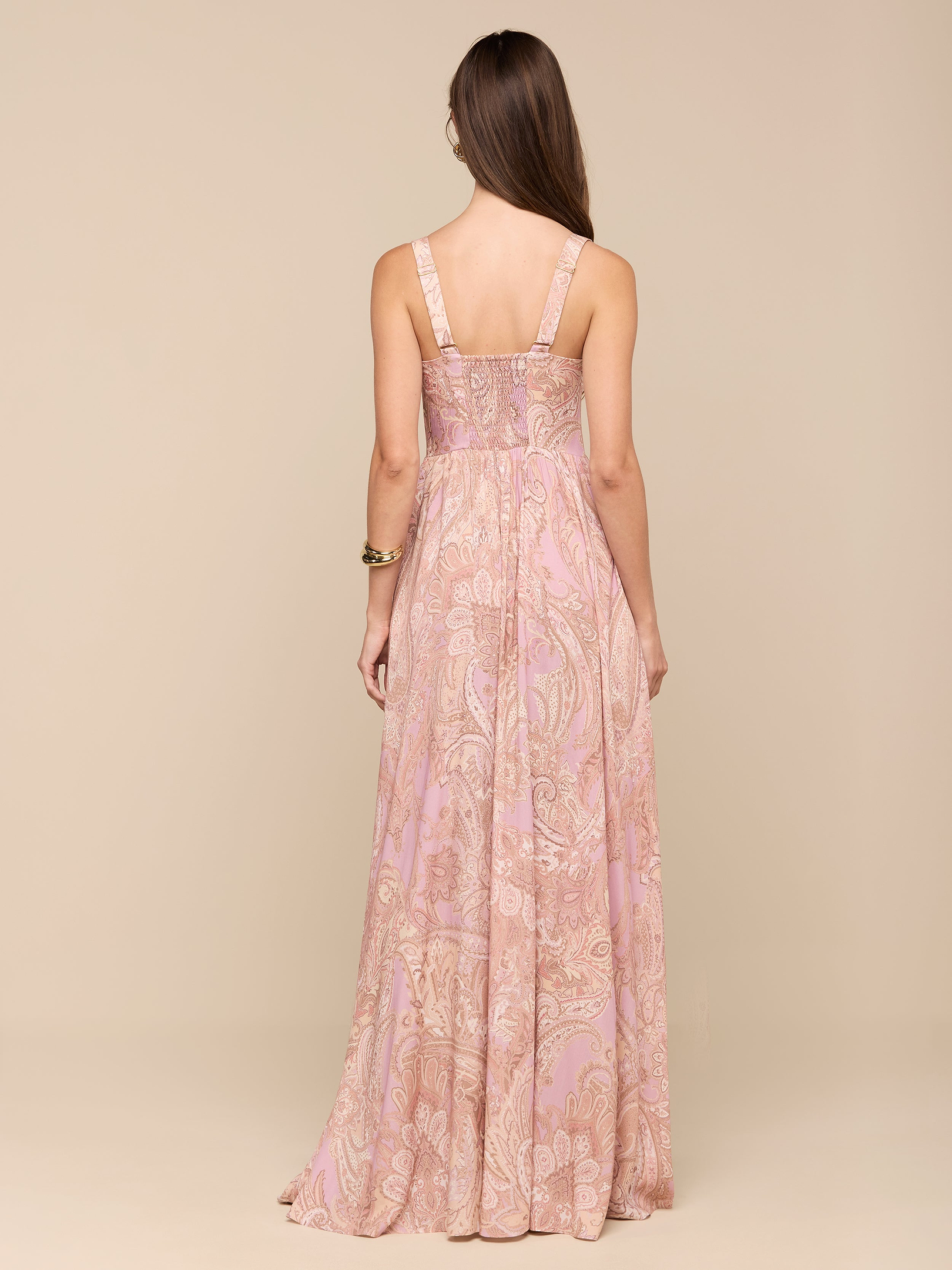 Rosette Maxi Dress in Mauve/Multi Traditional Paisley | L'AGENCE
