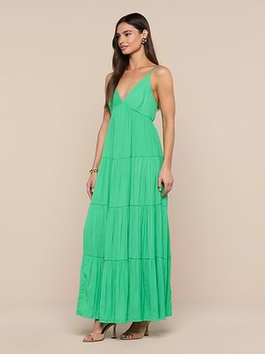 L'AGENCE Lua Tiered Maxi Dress In Island Green L'AGENCE Lua Tiered Maxi Dress In Island Green
