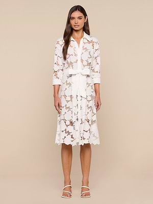 L'Agence May Eyelet Shirt Dress In Ivory L'Agence May Eyelet Shirt Dress In Ivory
