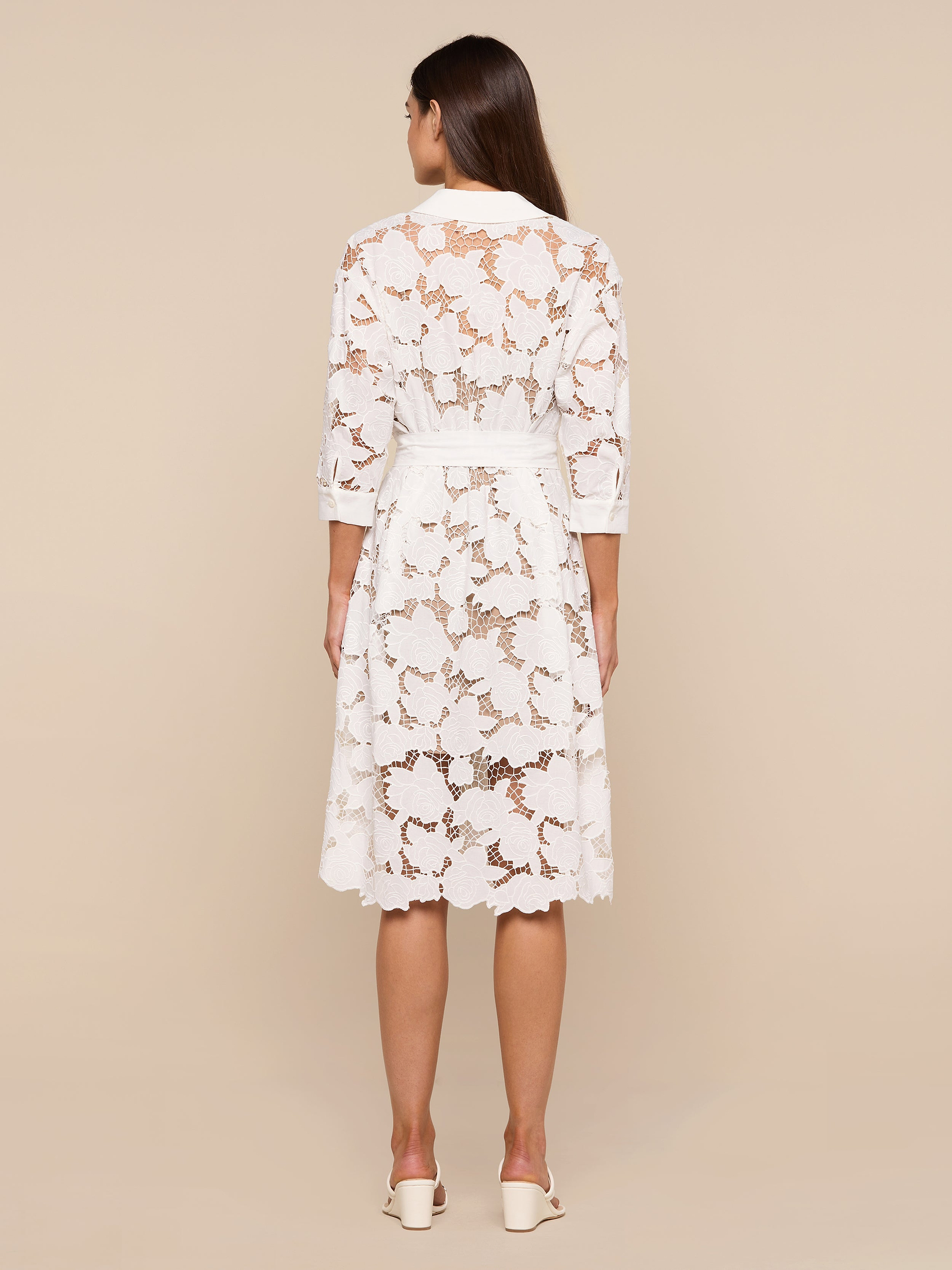 May Eyelet Shirt Dress in Ivory | L'AGENCE