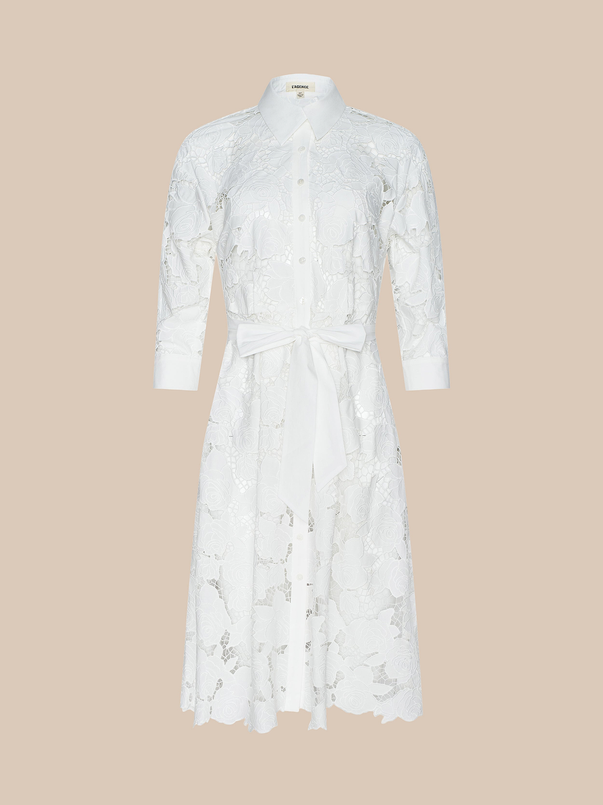 May Eyelet Shirt Dress in Ivory | L'AGENCE