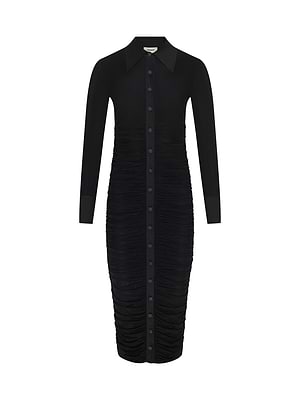 Adriana Ruched Midi Dress in Black | L'AGENCE Adriana Ruched Midi Dress in Black | L'AGENCE
