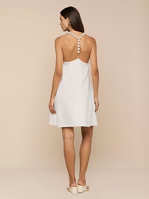L'AGENCE Amora Pearl Strap Dress In Ivory L'AGENCE Amora Pearl Strap Dress In Ivory