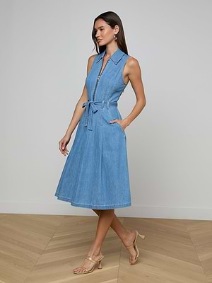 Kieran Shirt Dress in Oracle | L'AGENCE Kieran Shirt Dress in Oracle | L'AGENCE