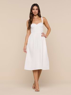 L'AGENCE Tiani Bustier Dress In Ivory L'AGENCE Tiani Bustier Dress In Ivory