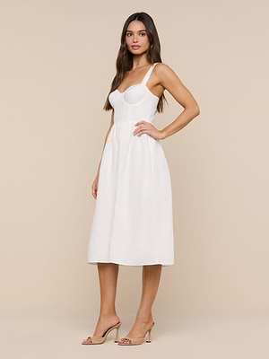 L'AGENCE Tiani Bustier Dress In Ivory L'AGENCE Tiani Bustier Dress In Ivory