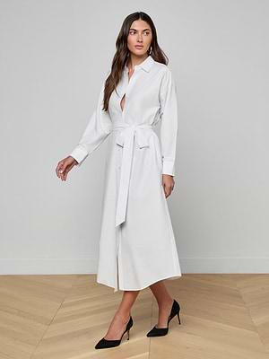 L'AGENCE Ridley Shirt Dress In White L'AGENCE Ridley Shirt Dress In White