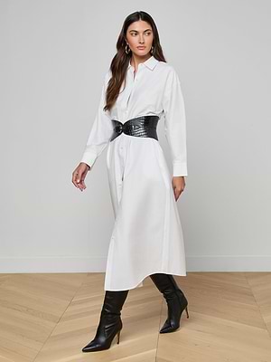 L'AGENCE Ridley Shirt Dress In White L'AGENCE Ridley Shirt Dress In White