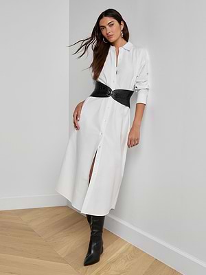 L'AGENCE Ridley Shirt Dress In White L'AGENCE Ridley Shirt Dress In White