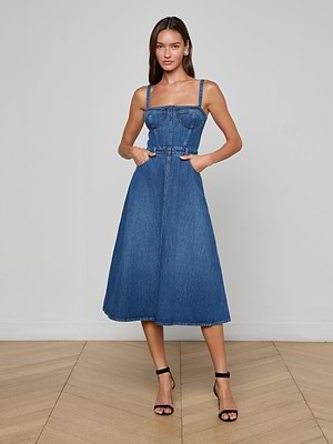 L'AGENCE Jovie Bustier Midi Dress - Dawkins L'AGENCE Jovie Bustier Midi Dress - Dawkins