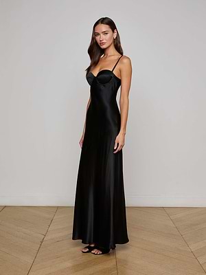 L'AGENCE Sayla Silk Gown In Black L'AGENCE Sayla Silk Gown In Black
