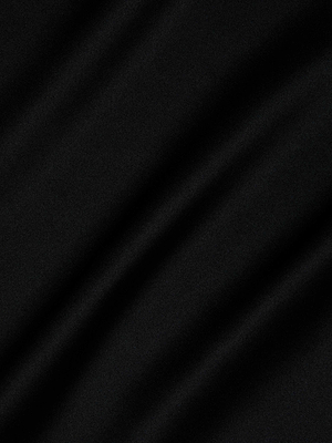 Smooth black silk with soft, diagonal folds and subtle highlights evokes vintage glamour, adding texture and depth to the Sayla Silk Gown by L'AGENCE—an ideal choice for elegant events.