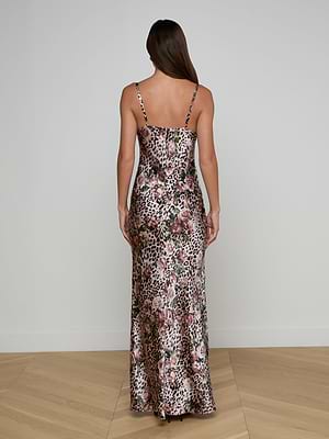 L'AGENCE Sayla Silk Gown In Multi Large Rose Cheetah L'AGENCE Sayla Silk Gown In Multi Large Rose Cheetah