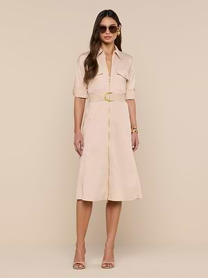 L'agence Callen Midi Shirtdress - Biscuit L'agence Callen Midi Shirtdress - Biscuit