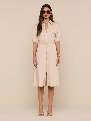 L'agence Callen Shirt Dress In Biscuit L'agence Callen Shirt Dress In Biscuit