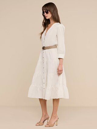 cream summer dress with sleeves embroidered summer dress Cream White Embroidered Wrap Dress Handmade Linen Cotton Summer Midi 5835 Cream White / Custom order-parroquiadesanalbertomagno.com