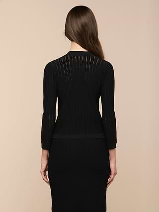 L'AGENCE Irvin Pointelle Knit Cardigan In Black