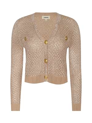 L'AGENCE Blanca Sequin Cardigan In Natural Multi/Gold L'AGENCE Blanca Sequin Cardigan In Natural Multi/Gold