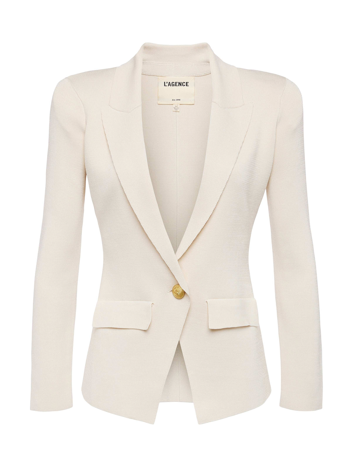 Chamberlain Knit Blazer in Ivory/Gold | L'AGENCE