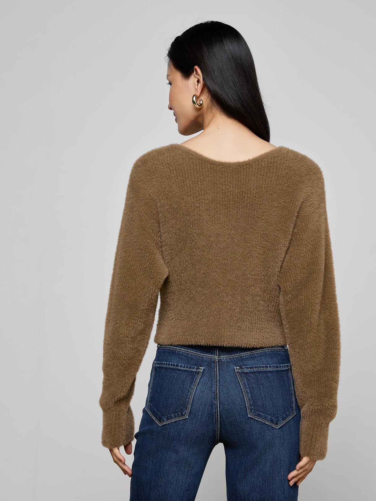 Antonella Crossover Sweater in Driftwood | L'AGENCE