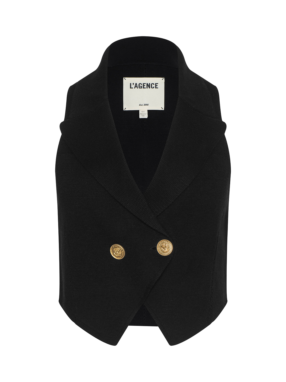 Zadie Knit Vest in Black/Gold | L'AGENCE