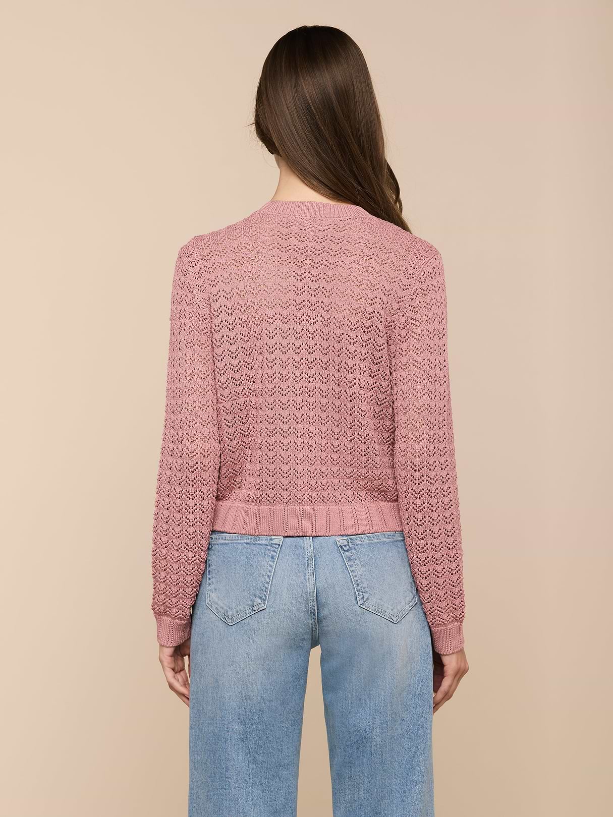 Orla Pointelle Knit Cardigan in Lilas | L'AGENCE