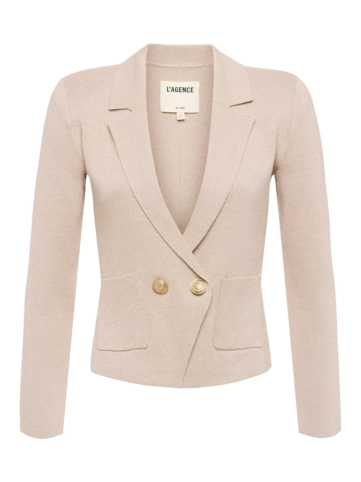 Sofia Knit Blazer in Pale Khaki/Gold | L'AGENCE
