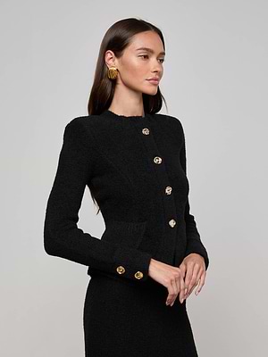 Melissa Knit Cardigan in Black/Gold | L'AGENCE Melissa Knit Cardigan in Black/Gold | L'AGENCE