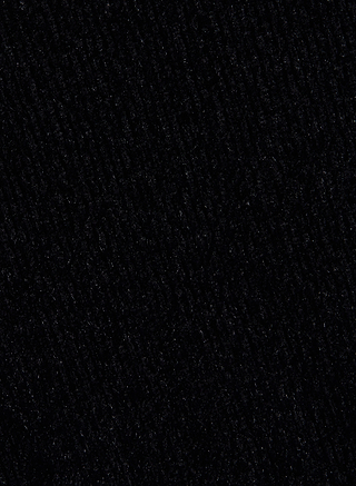 Close-up of the Guinevere Cropped Pullover’s black ultra soft knit fabric, highlighting subtle diagonal lines and fine fibers—perfect for a cozy crewneck sweater.