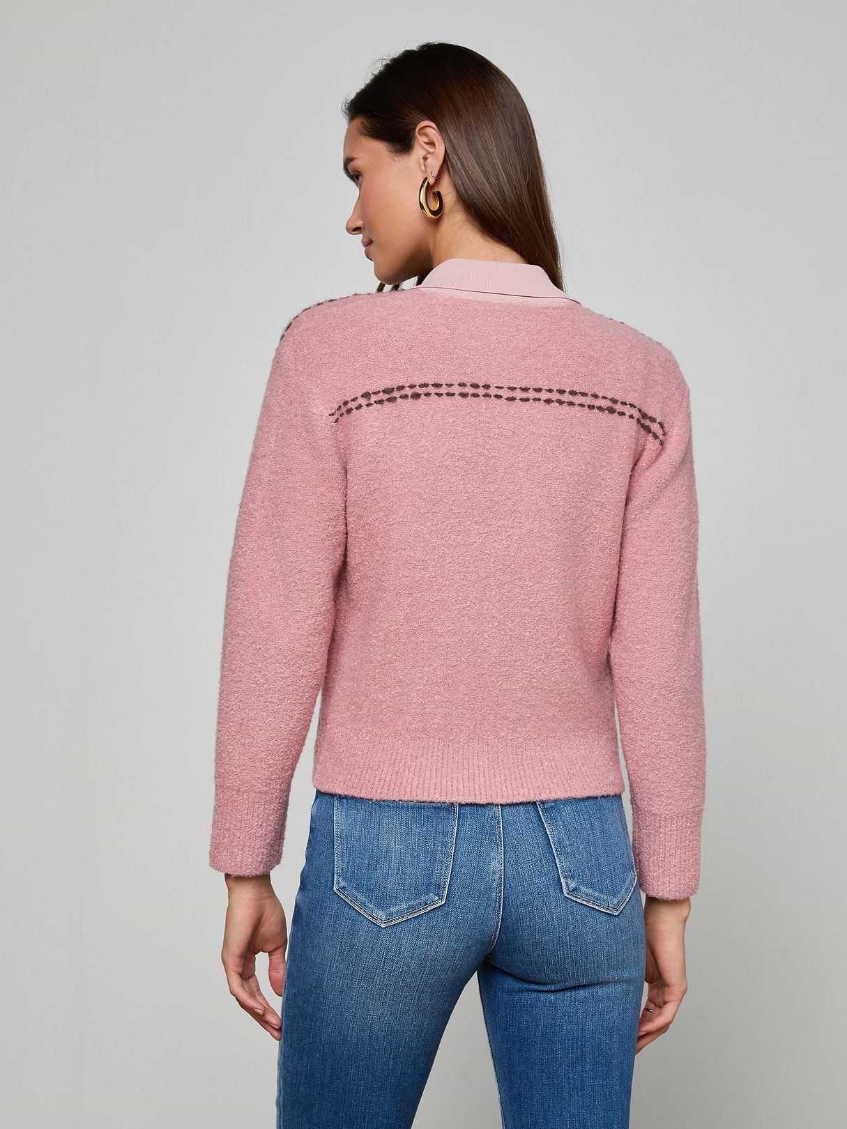 Poetry Cardigan in Mauve Rose/Dark Brown | L'AGENCE