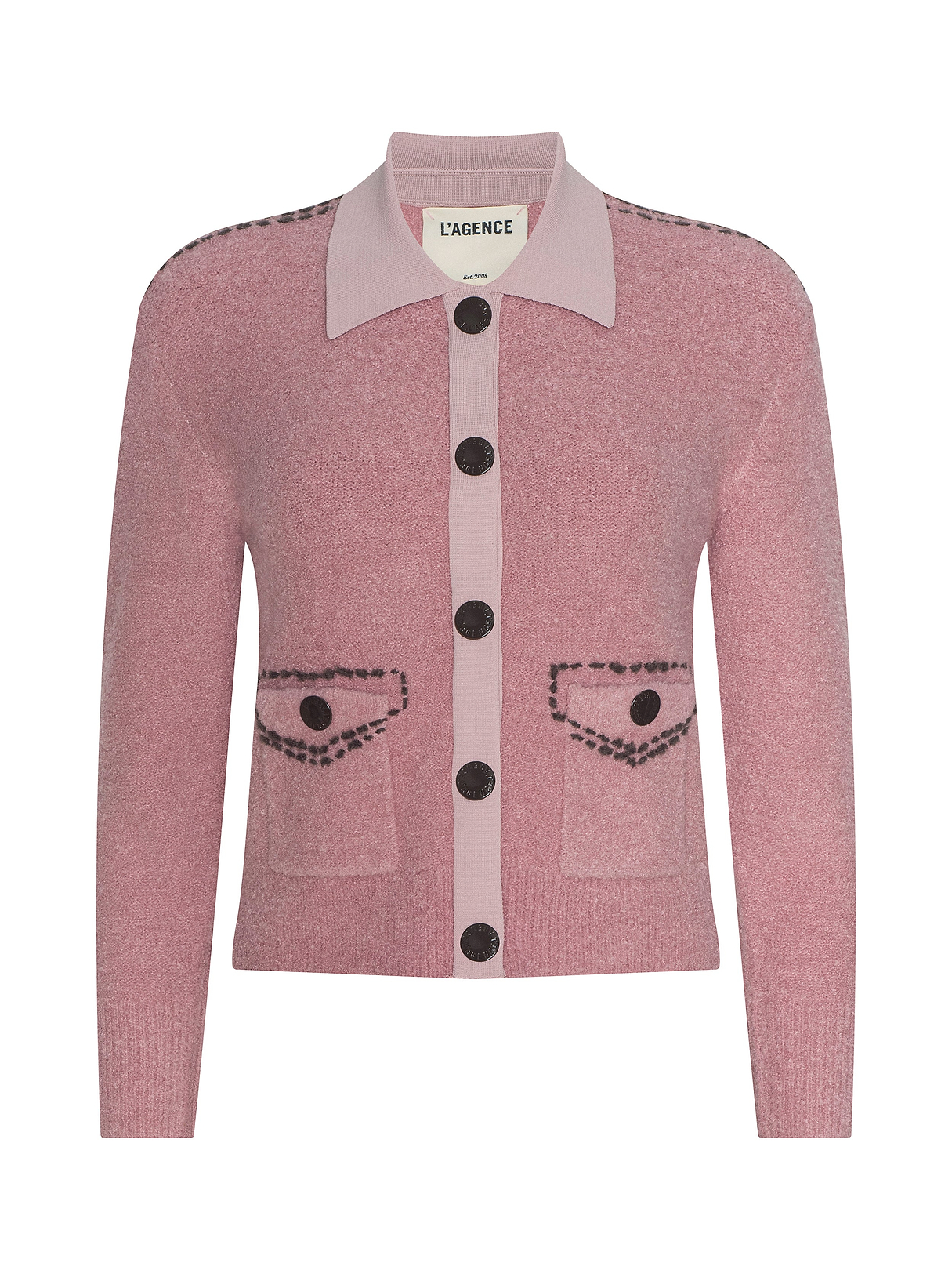 Poetry Cardigan in Mauve Rose/Dark Brown | L'AGENCE
