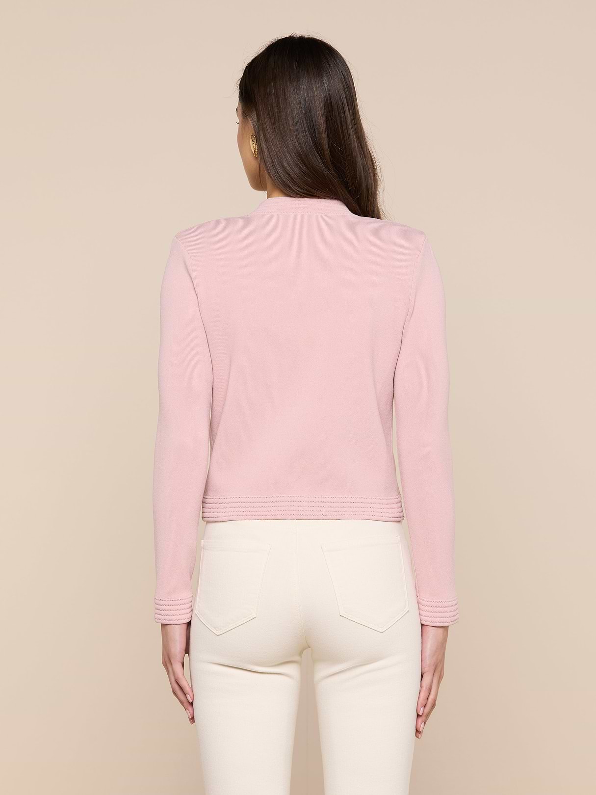 Patsy Cropped Cardigan in Misty Rose | L'AGENCE