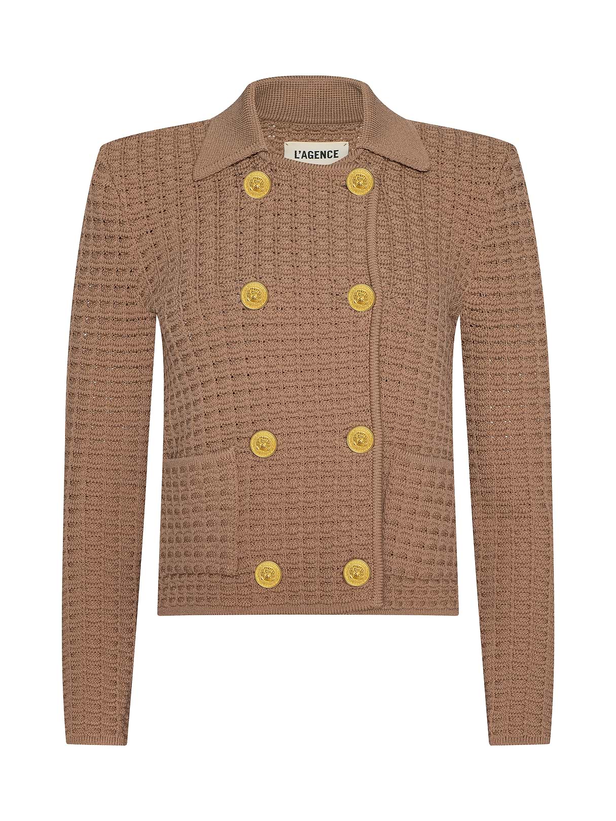 Charlie Knit Jacket in Cappuccino/Gold | L'AGENCE