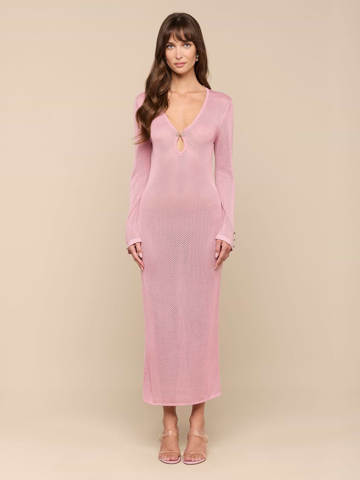 Knit Sleeve Long Moments Twilight dress KNIT long tight color mix NKNIT スカート Dress Leslie Selfie | Pink Hot スカート