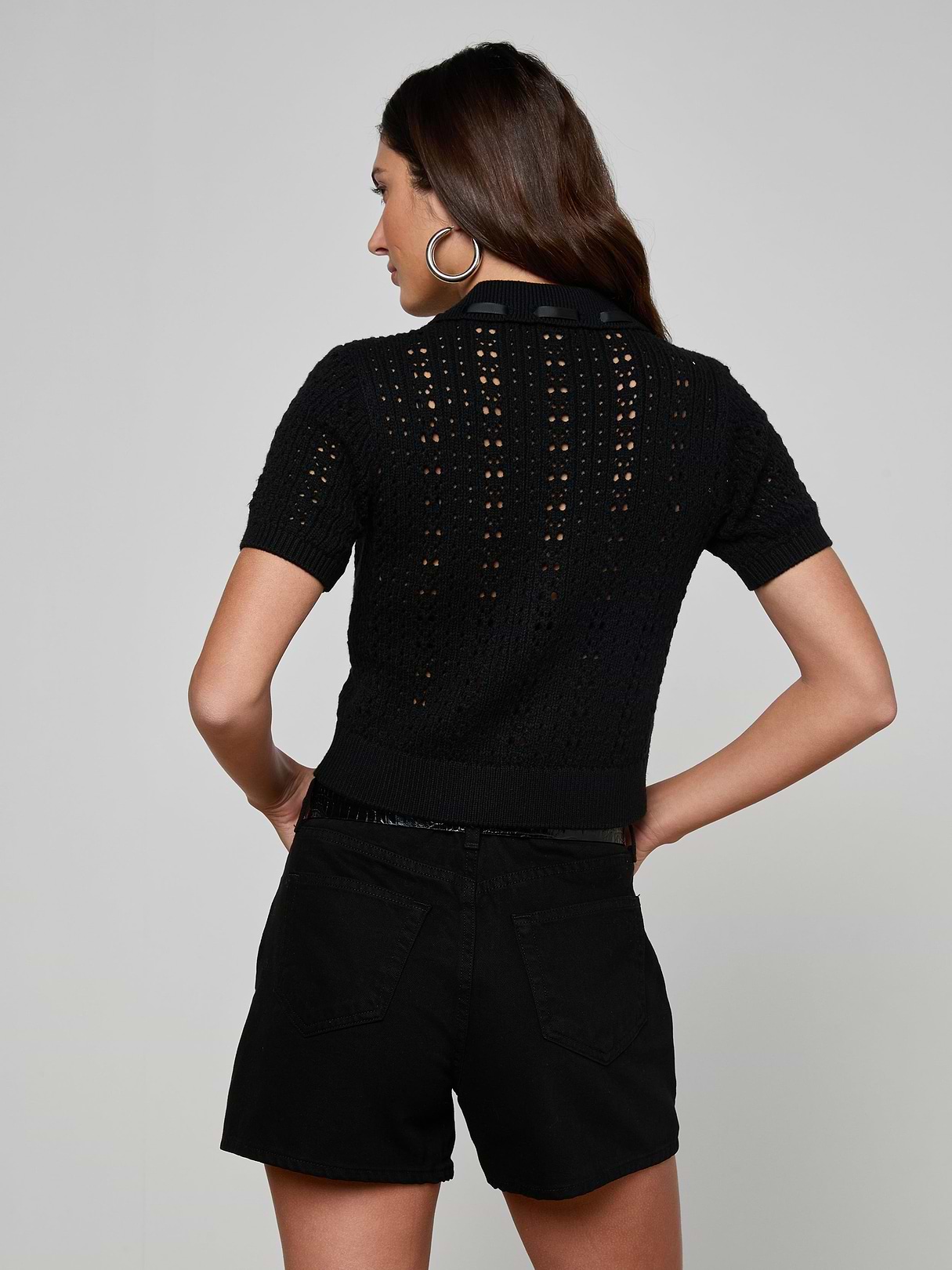 Ninette Knit Top in Black/Black | L'AGENCE