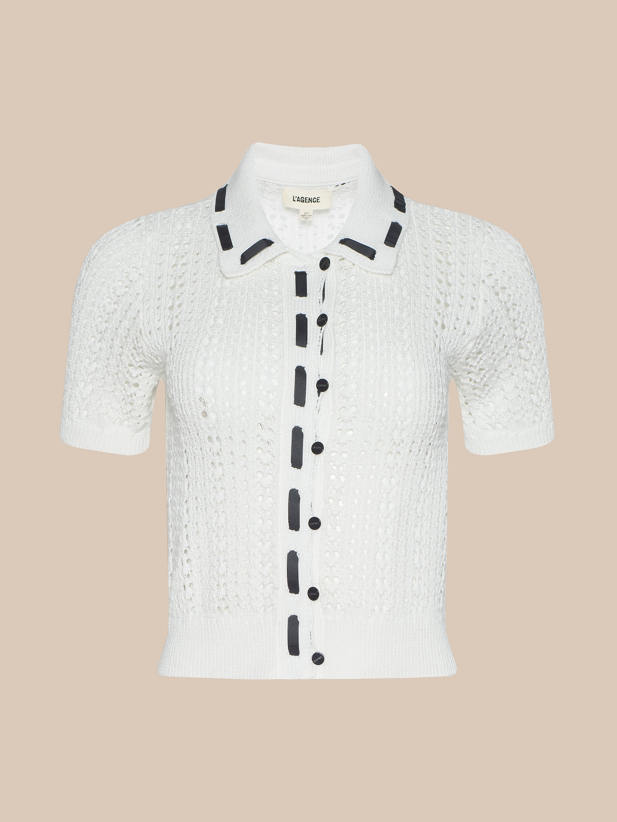 Ninette Knit Top in Ivory/Black | L'AGENCE