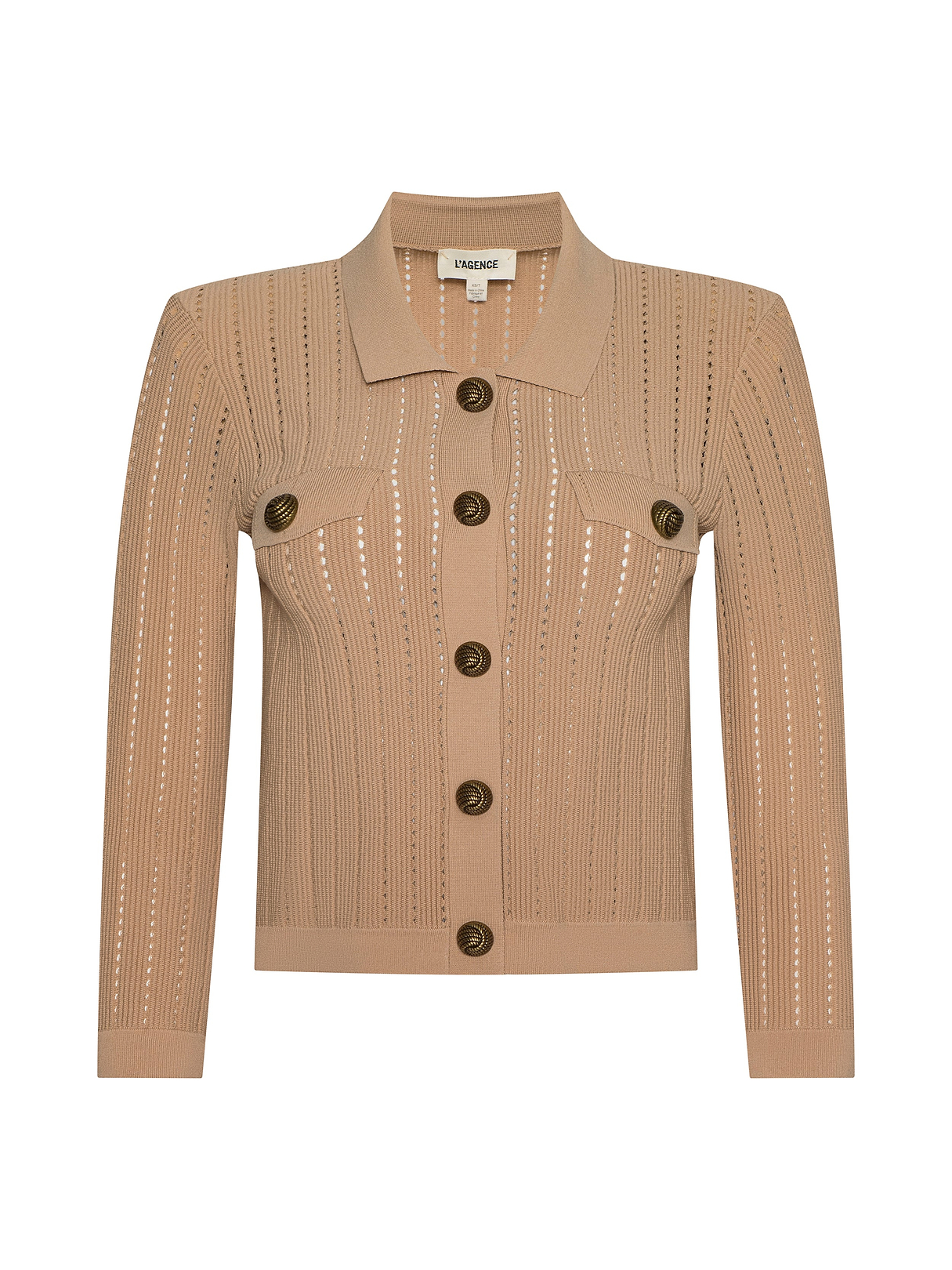 Risa Cardigan in Light Almond/Gold | L'AGENCE