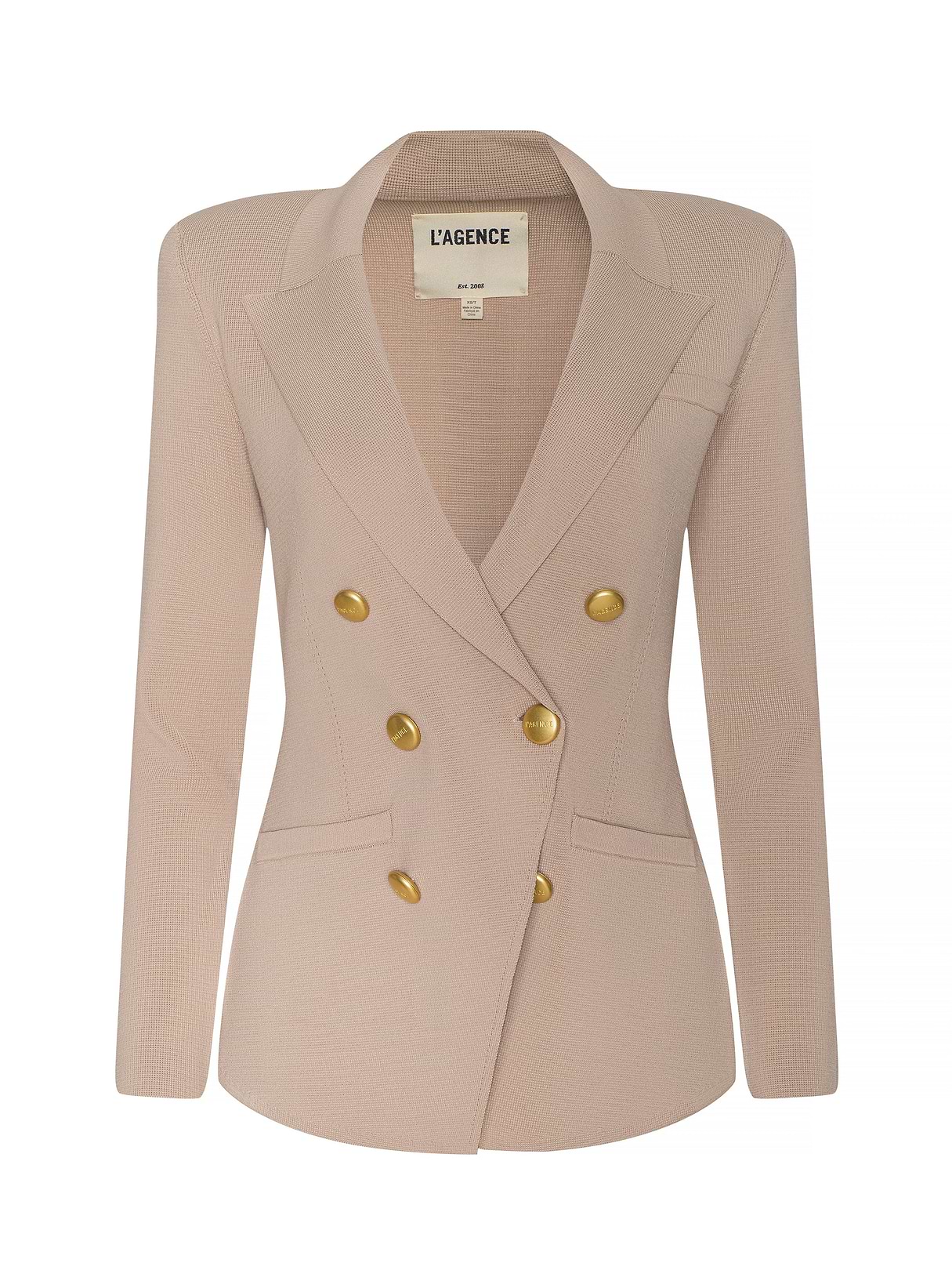 Amelia Knit Blazer in Light Cappuccino/Gold | L'AGENCE