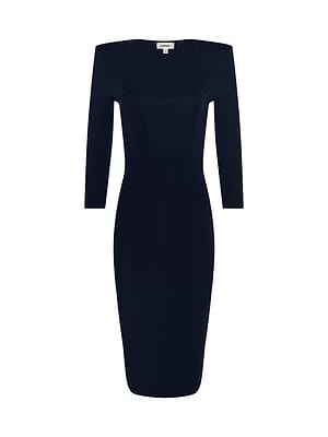 L'agence Mary Corset Midi Dress in Midnight/Gold L'agence Mary Corset Midi Dress in Midnight/Gold