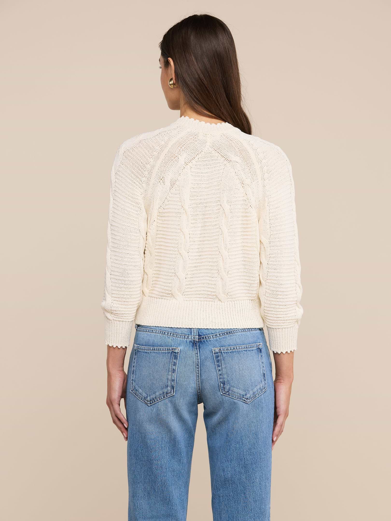 Darcy Cable Knit Cardigan in Ivory | L'AGENCE