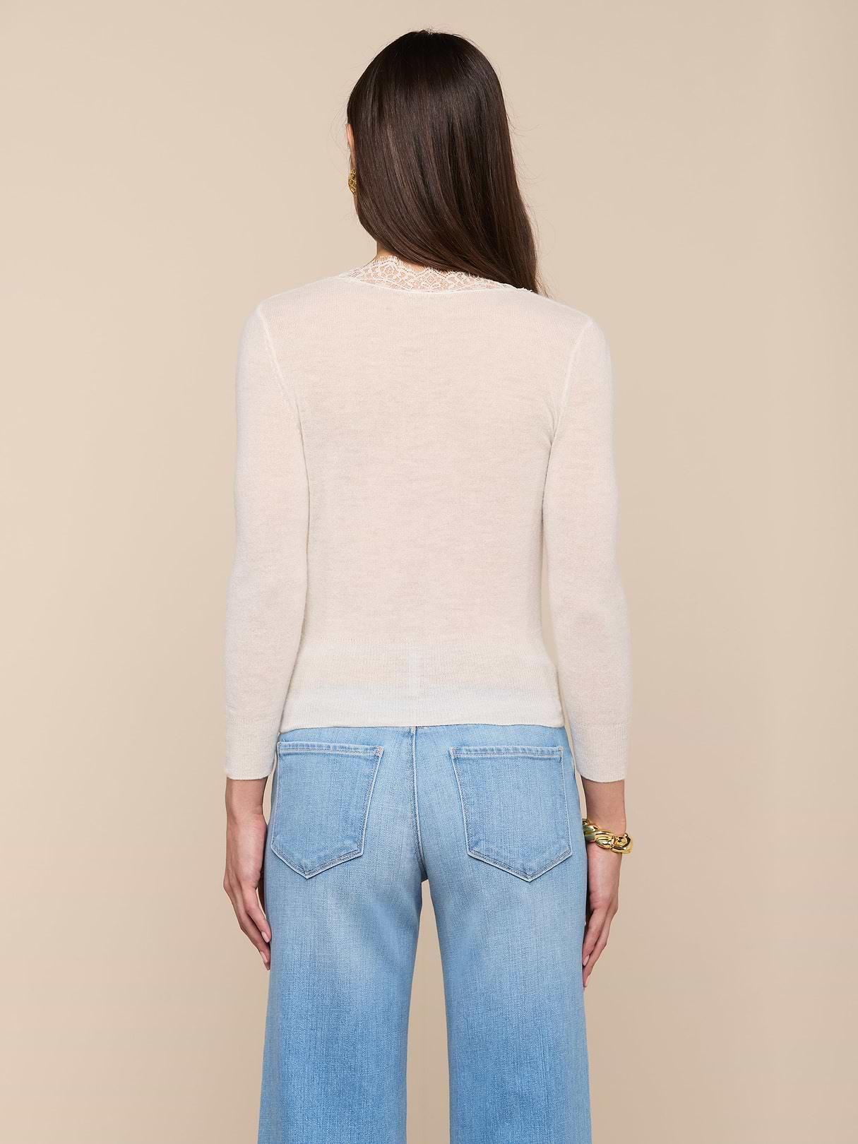 Eluna Cardigan Top in Ivory | L'AGENCE