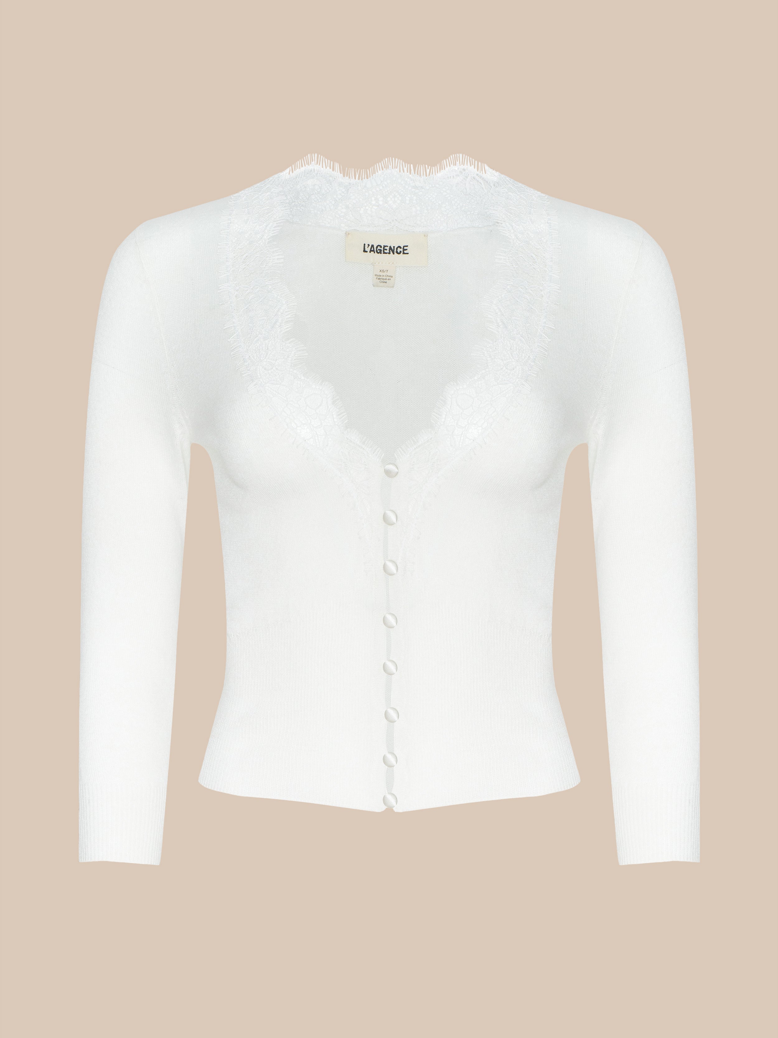 Eluna Cardigan Top in Ivory | L'AGENCE