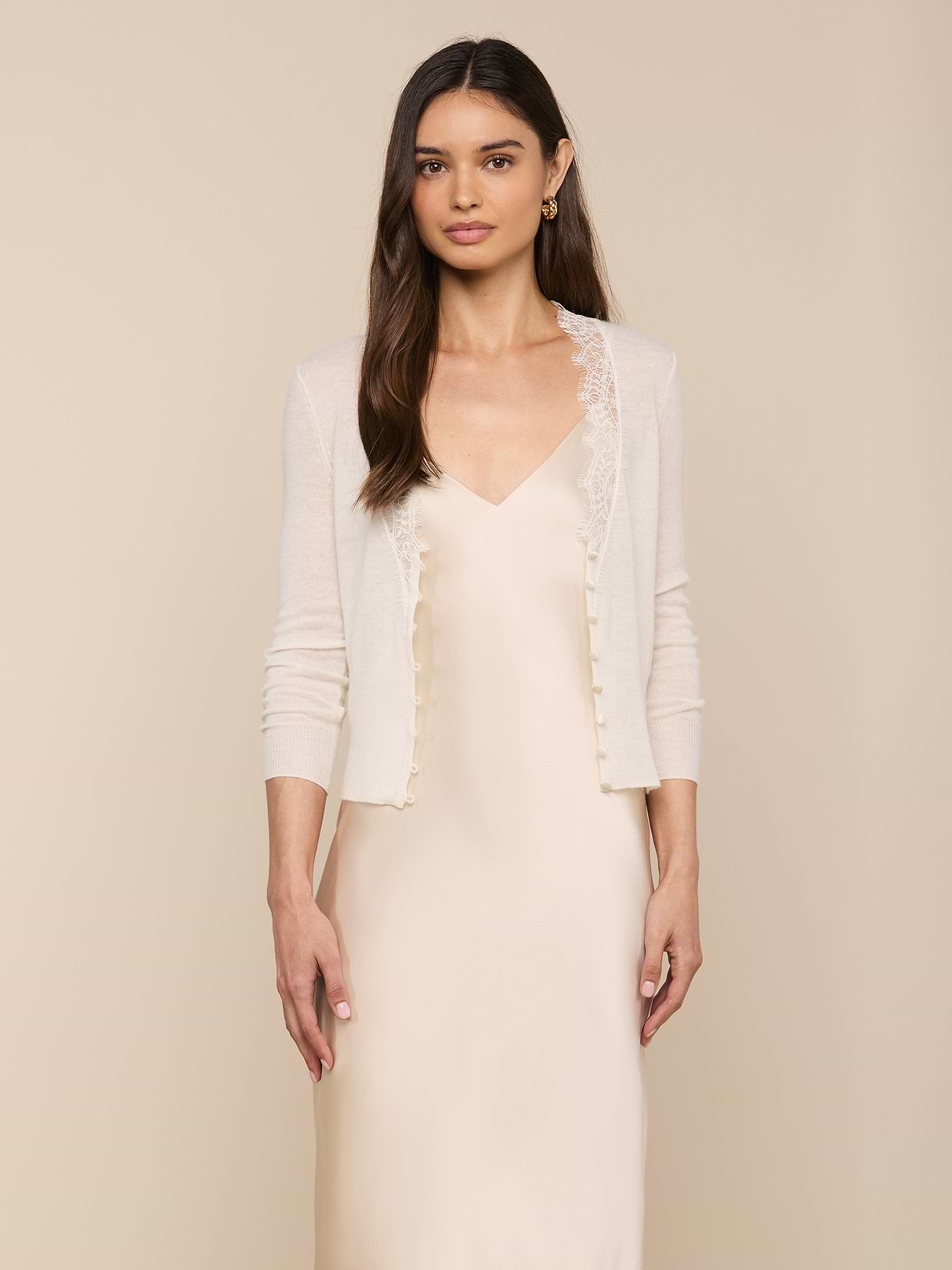 Eluna Cardigan Top in Ivory | L'AGENCE